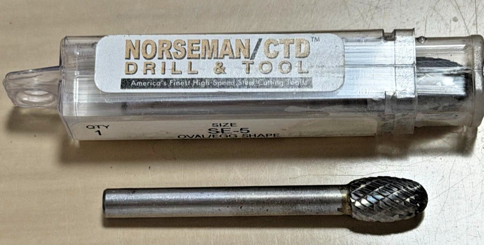 SE-5 Norseman 1/2" Premium Carbide Burr Oval Egg Shape Double Cut USA (18329)