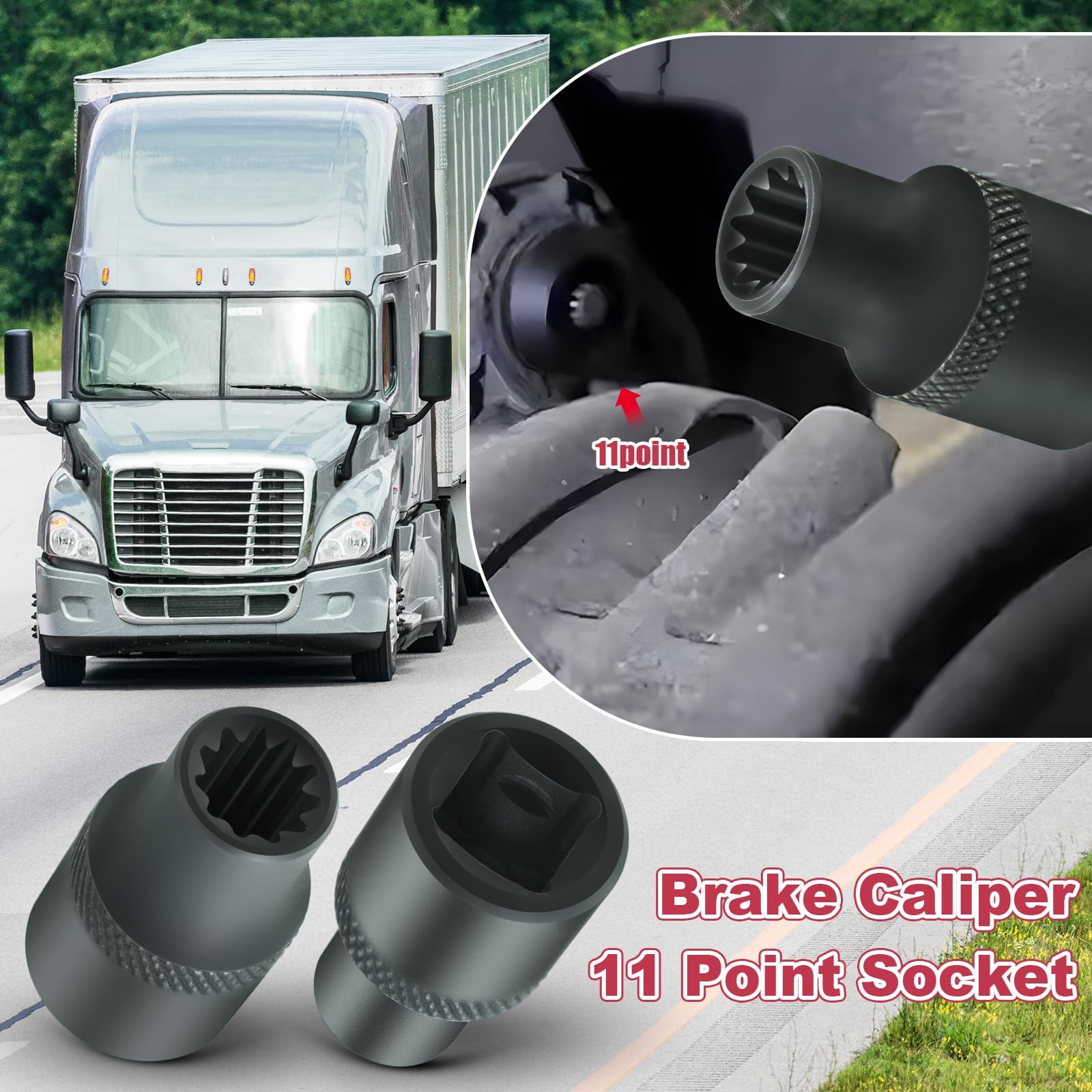 Feekoon 1 Pack 3/8" Brake Caliper 11 Point Socket Truck Socket...