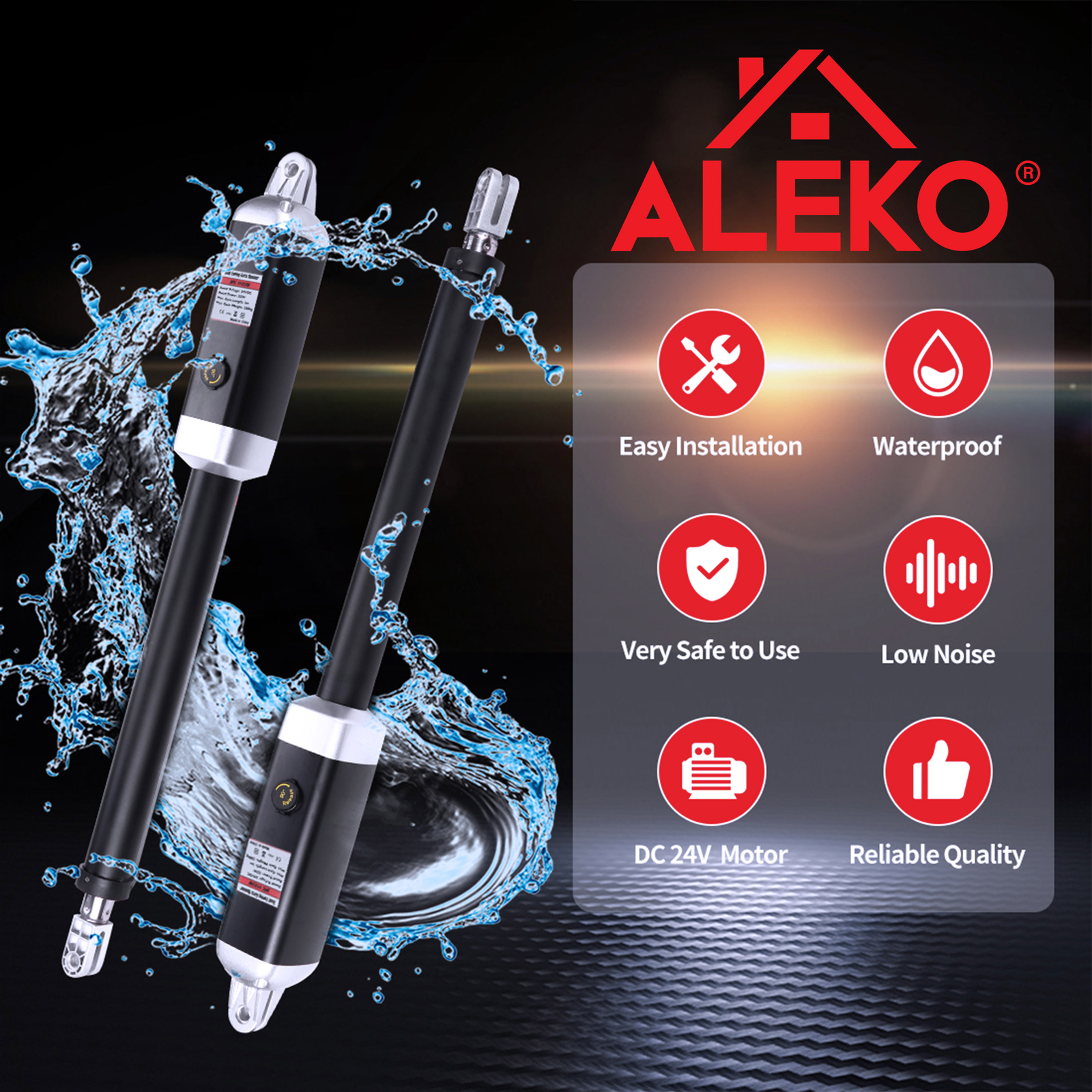ALEKO Full Solar Kit ETL Listed Swing Gate Opener for Dual Gates up to 1320 lb