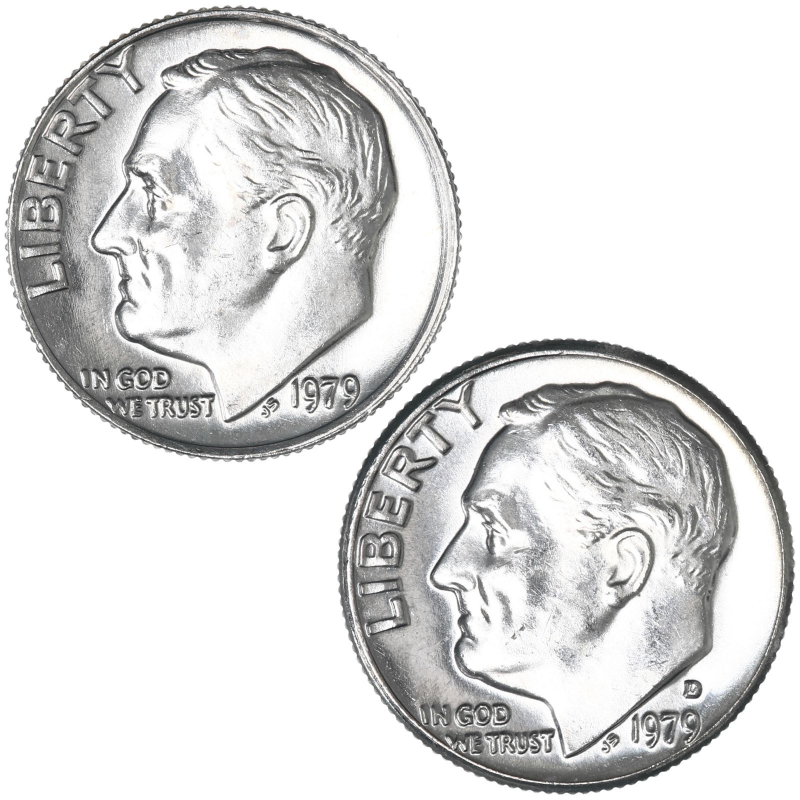 1979 P D Roosevelt Dime BU 2 Coin Year Set