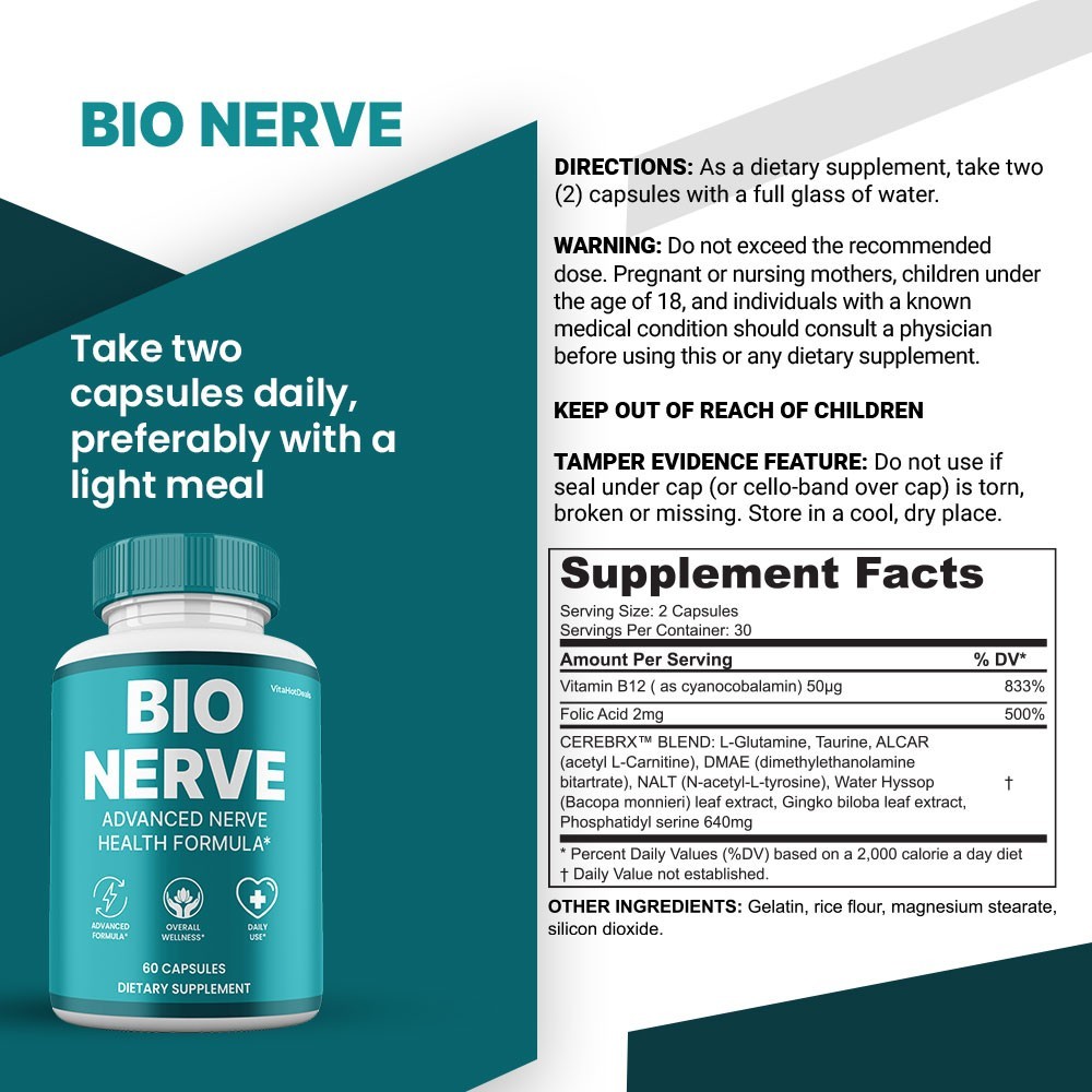 BioNerve Capsules, Max Strength, Bio Nerve Pills For Nerve Health (10 Pack)