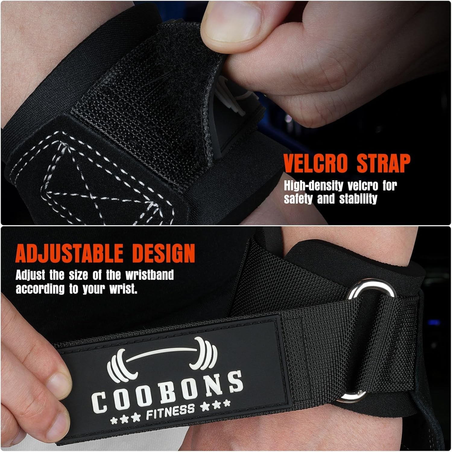 Lifting Wrist Straps for Weightlifting, Double Layer Leather Weight Black