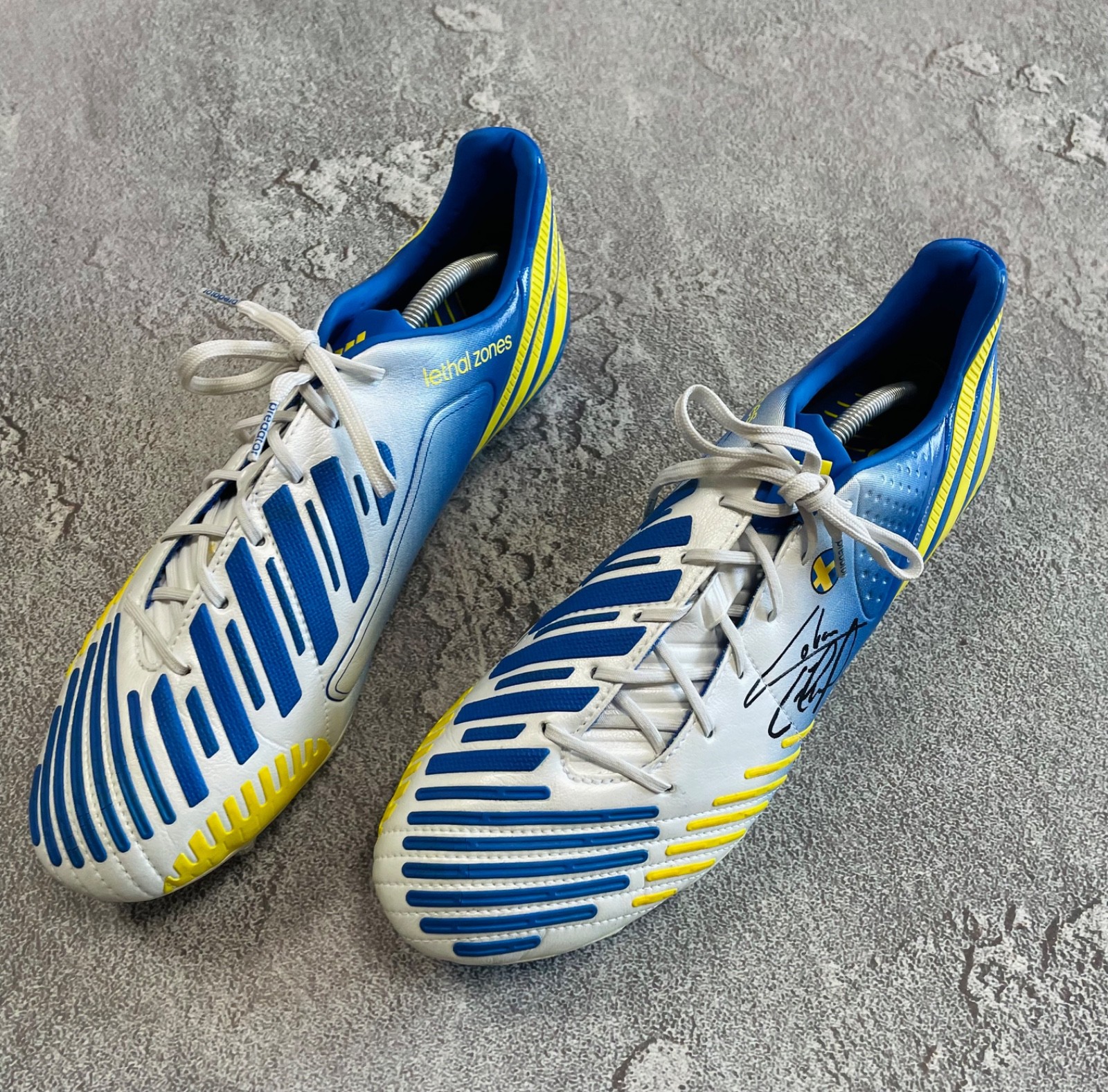 Adidas Predator LZ Match Worn Johan Elmander SWEDEN Soccer Boots Made in GERMANY