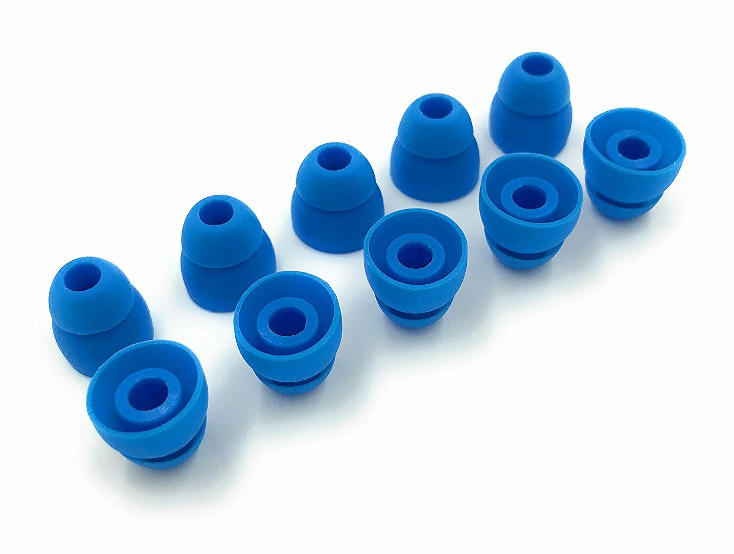 Bi Tip Replacement Earbud Tips Covers Powerbeats & More - 5 Pairs (Flash Blue)