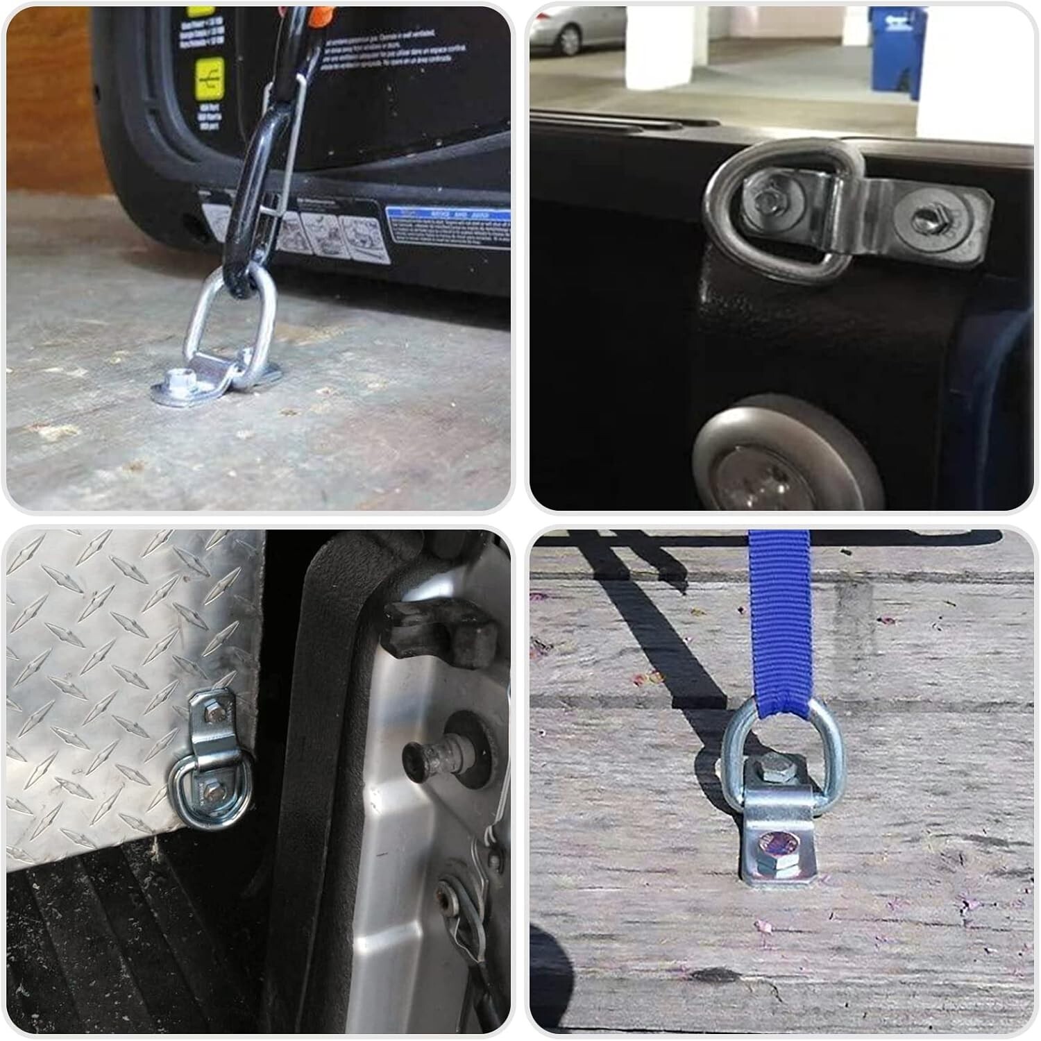 6PCS 3/8" D Ring Tie Down Anchor Trailer Tie Down
