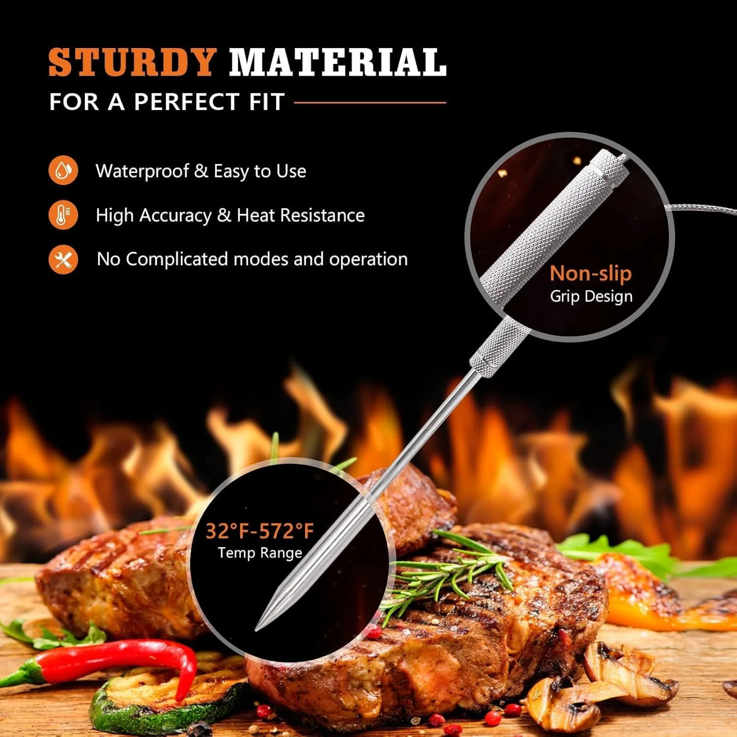 Replacement TP-08 TP20 TP25 Thermopro Probe 2.5mm Grill Temperature Probe for TP