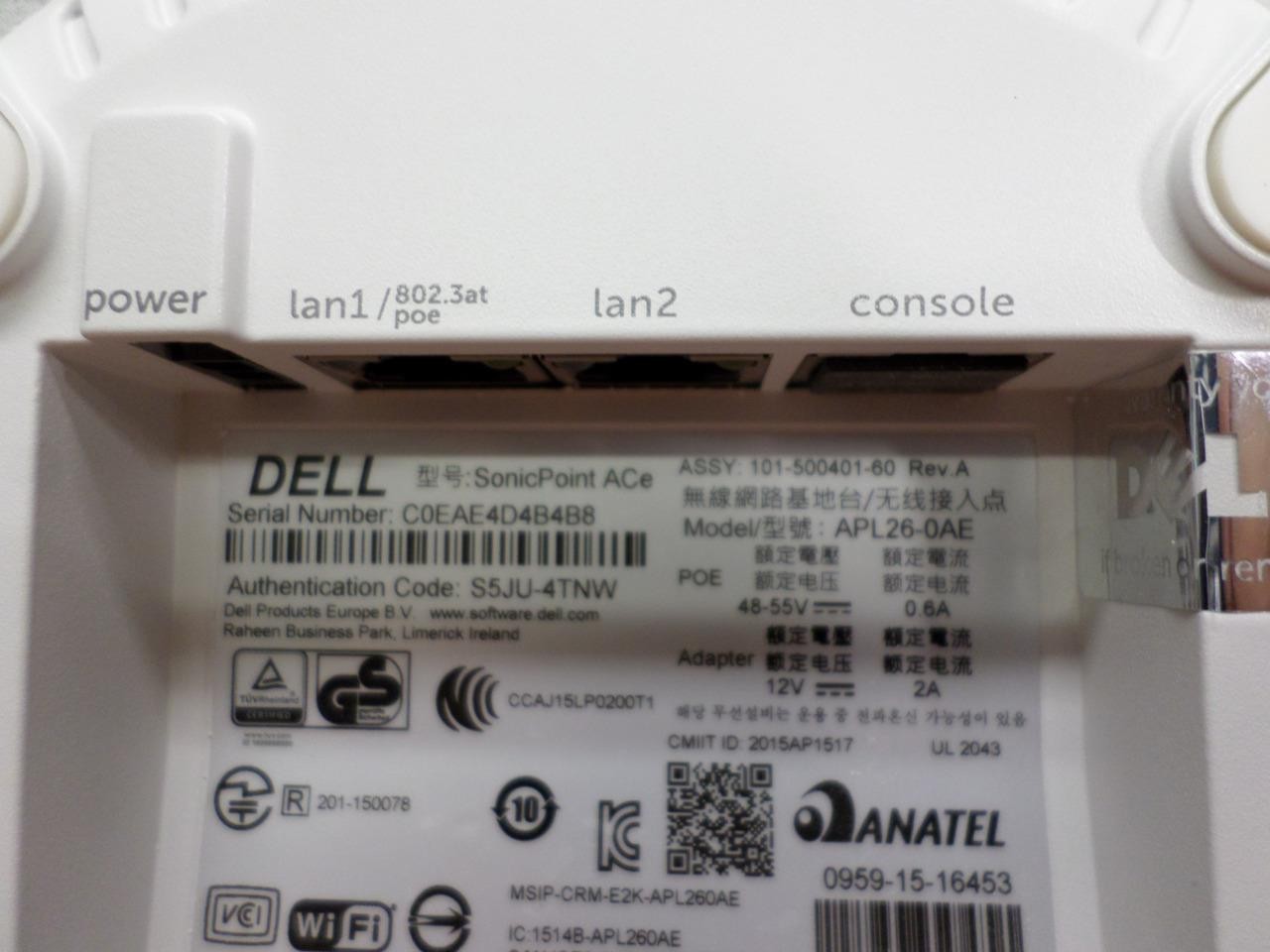 Dell SonicPoint ACe APL26-0AE Dual Band 802.11ac Wireless Access Point (Only)