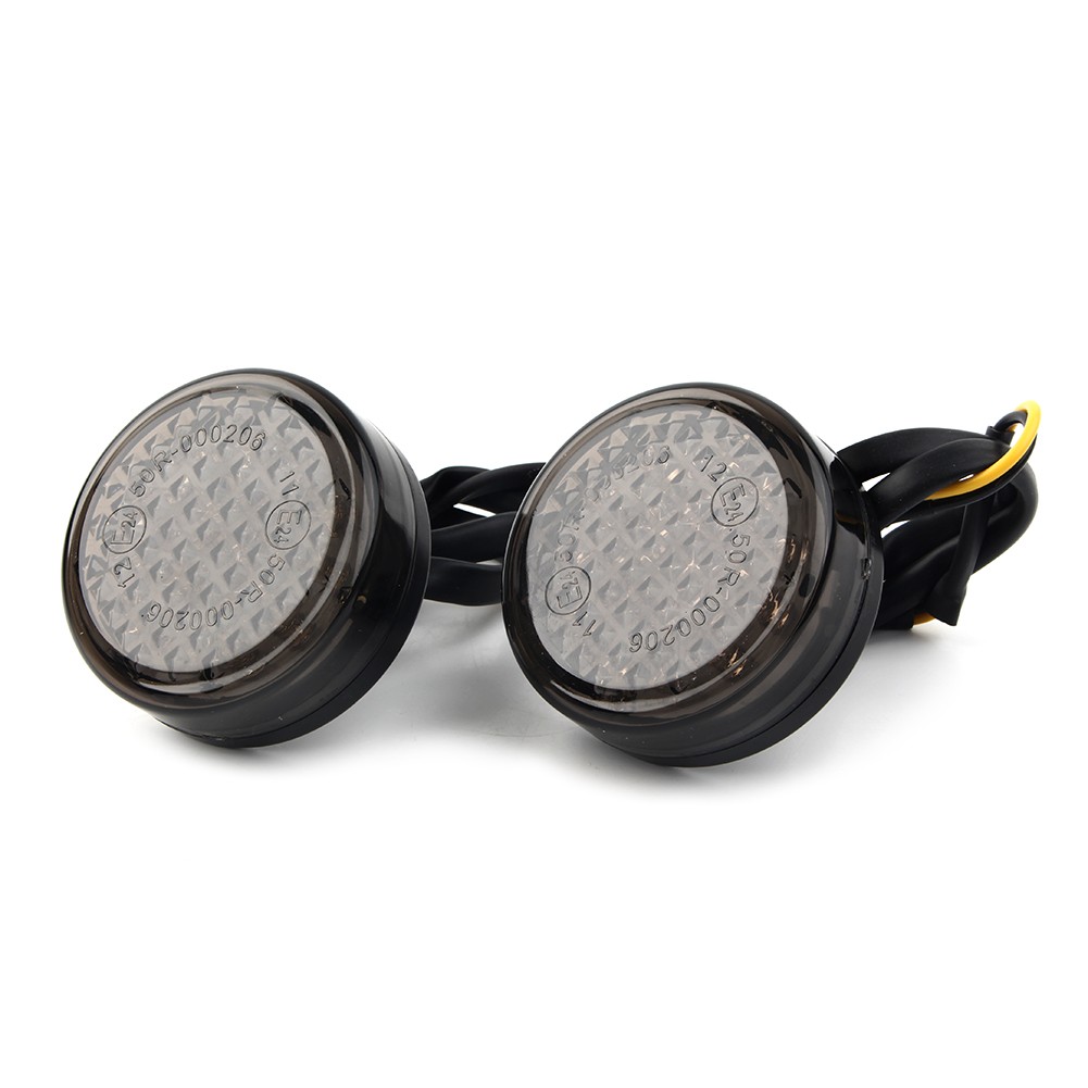 Clear LED Motor Round Smoke Turn Signal Indicator Blinker Light Lamp Amber 12V