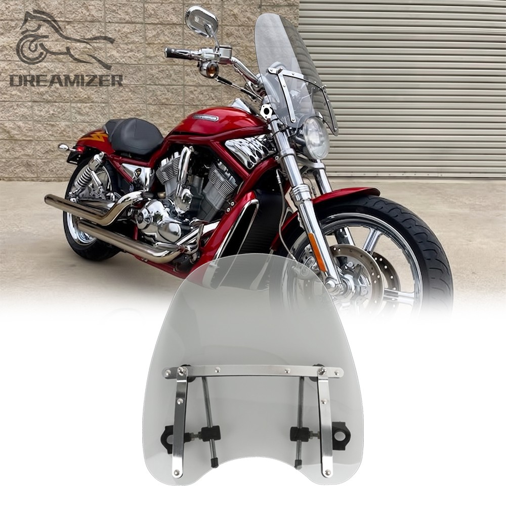 18"x16" Smoke Windshield Windscreen 7/8" 1" Handlebar For Harley V-Rod Night Rod