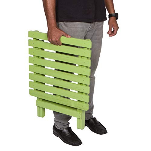 Square Wooden Folding Solid Wood Side Table, Outdoor Lime Green Square Folding
