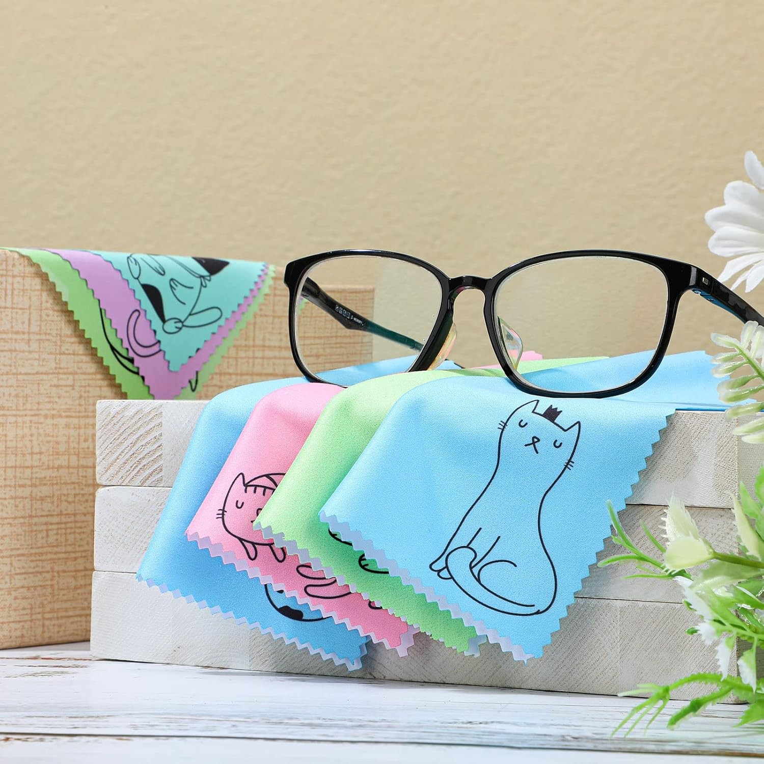 20 Pcs Microfiber Cleaning Cloth Cute Kitty Cat Design Microfiber Cloth Gift Sof