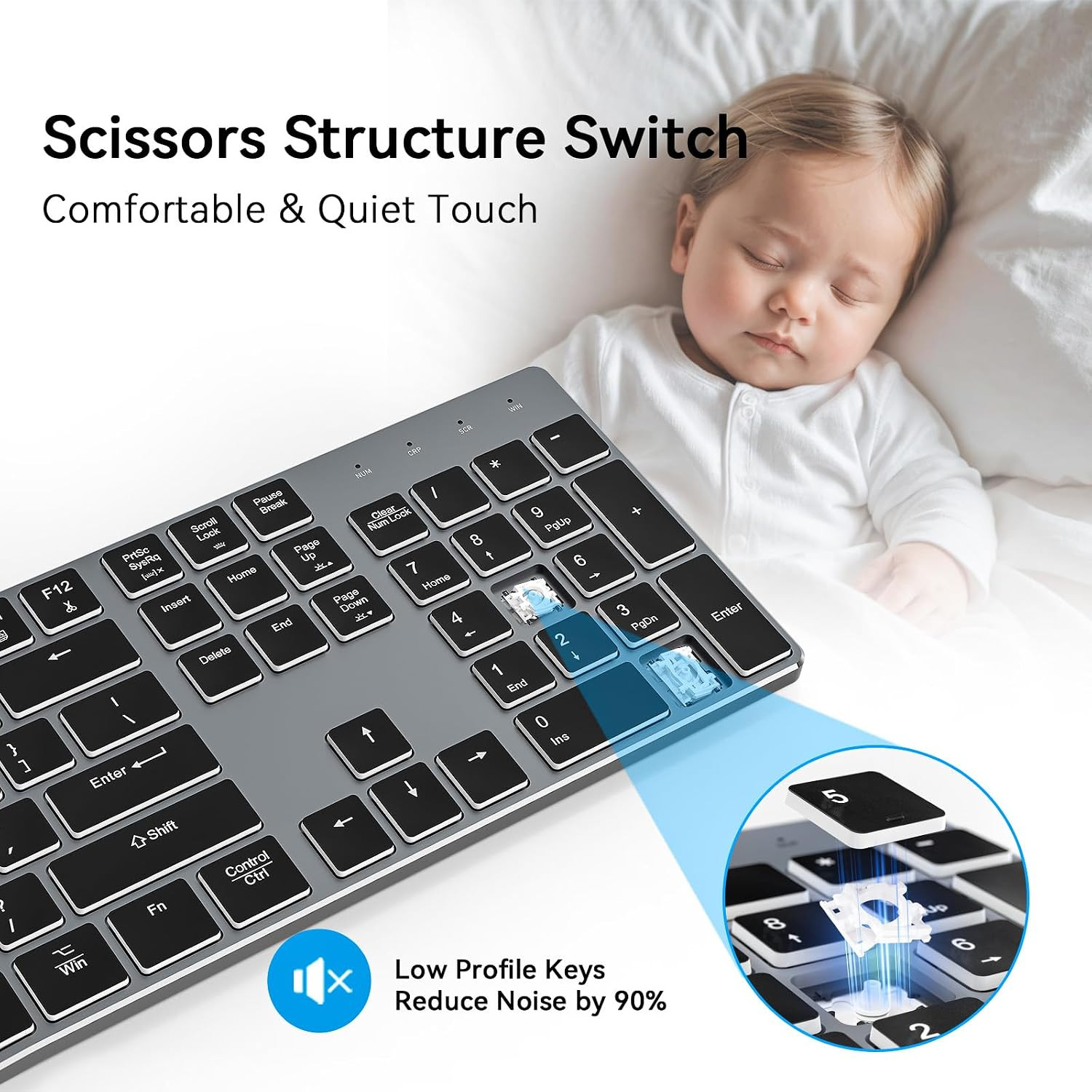 Wired Backlit Keyboard for Windows/Mac,Aluminum Slim & Quiet Full Size