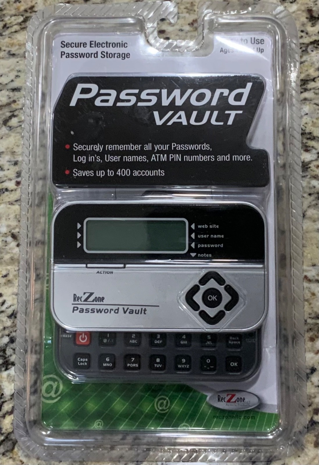 New Password Vault By RecZone Secure Electronic Passwords & PINs Storage No. 580