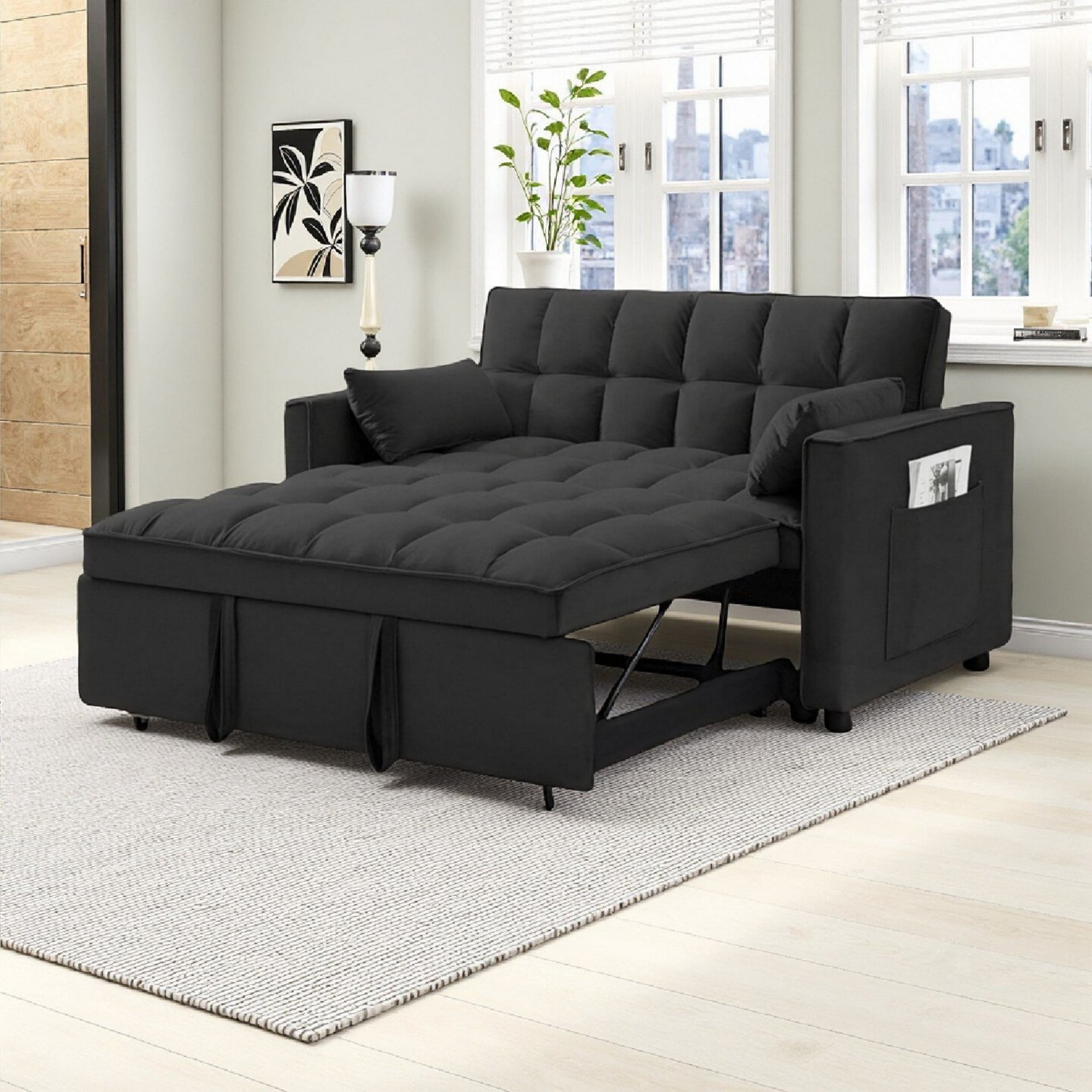 Sofa Convertible Gris Con Cama Extraible Modernos Muebles Para La Sala Baratos