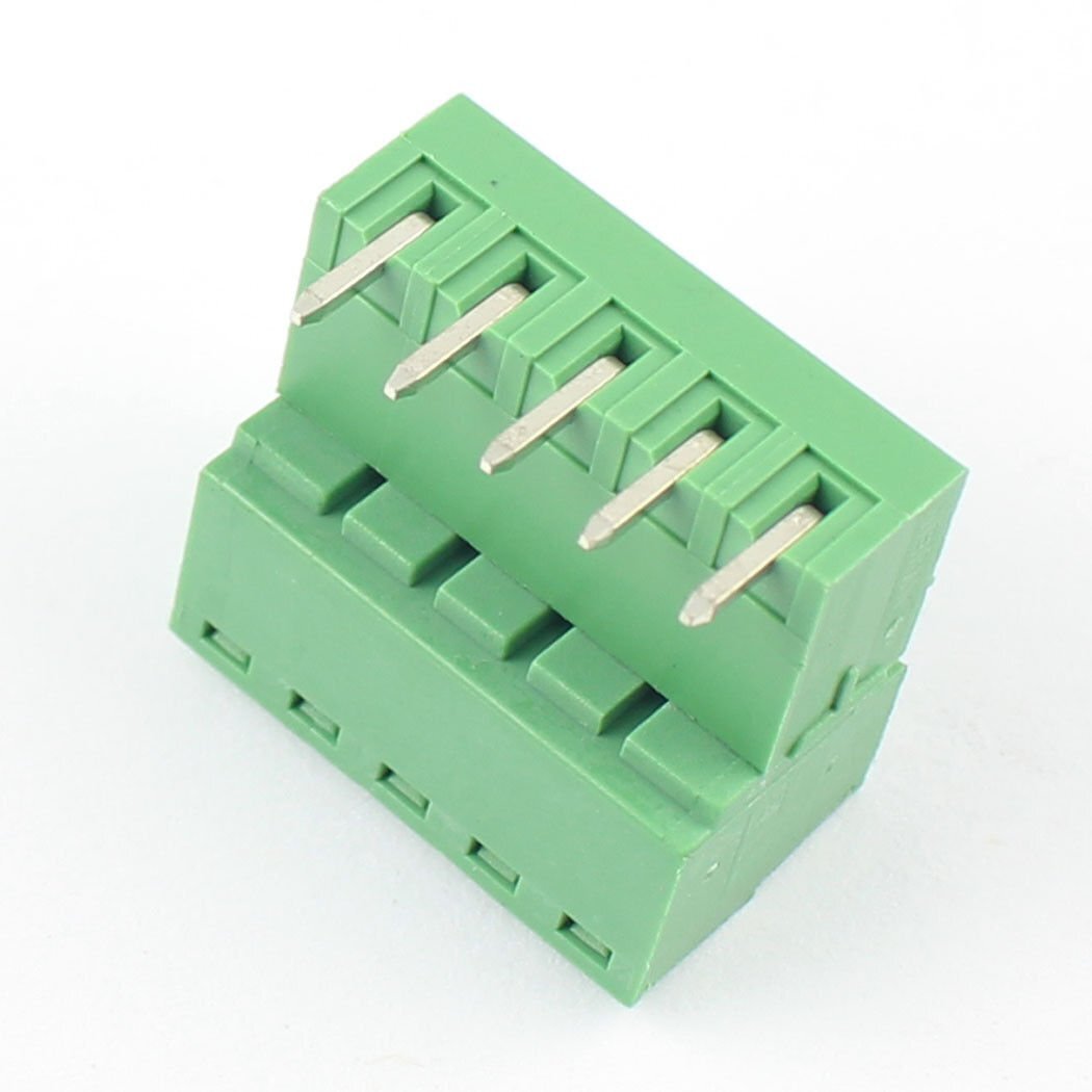 2Pcs 3.5mm Pitch 5 Pin Way Right Angle Screw Terminal Block Pluggable Connector