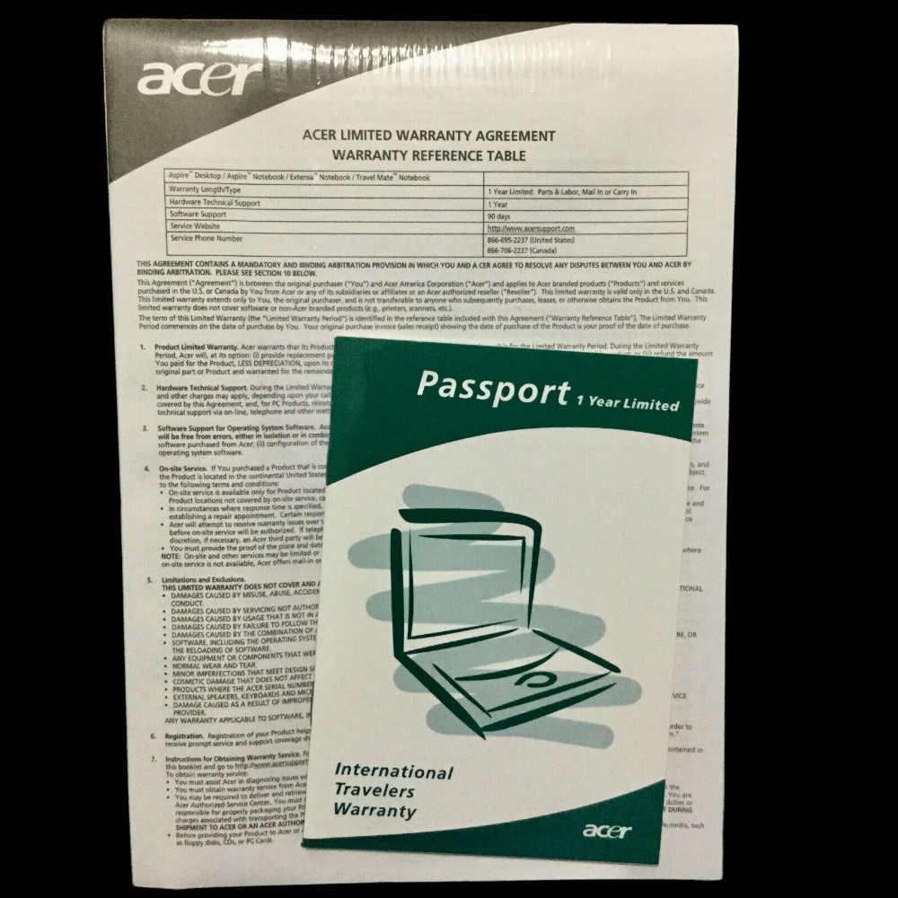 Acer Aspire One Manual User Guide Model NAV50, Passport ~ New Sealed