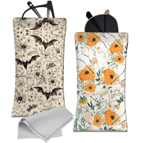 2 PCS Glasses Case Eyeglass Sunglasses Pouch Squeeze Portable Ah4-bat Flower