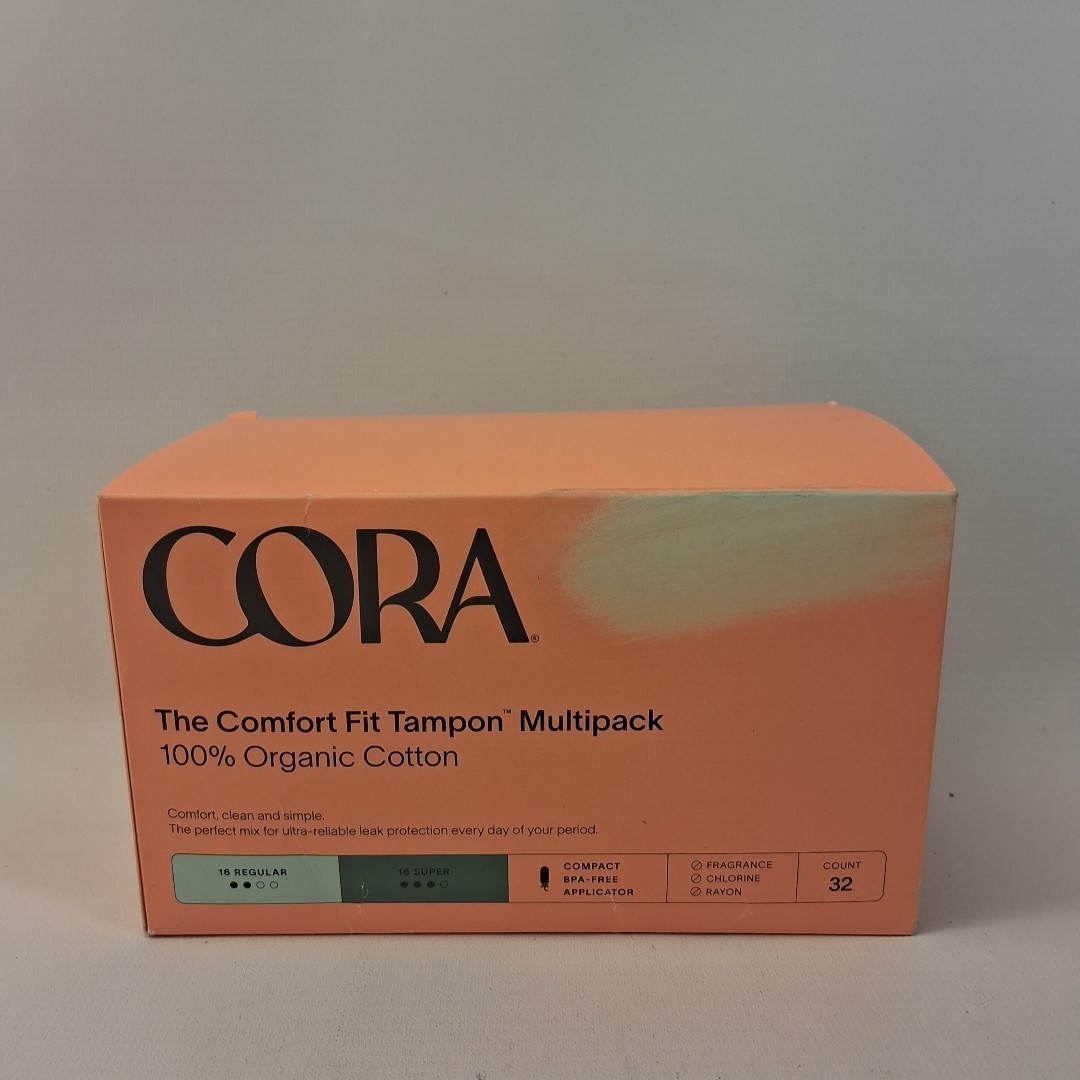 Cora Compact Applicator Tampons, 100% Organic Cotton, 32 ct.