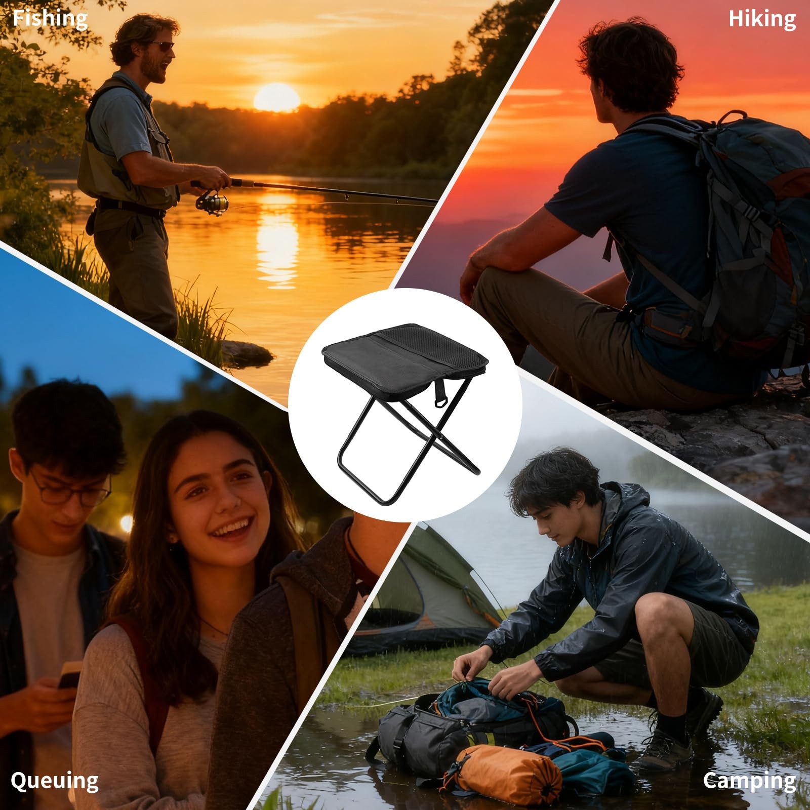 Camping Stool Collapsible Stool, Portable Folding Stool for Adults, Lightweig...