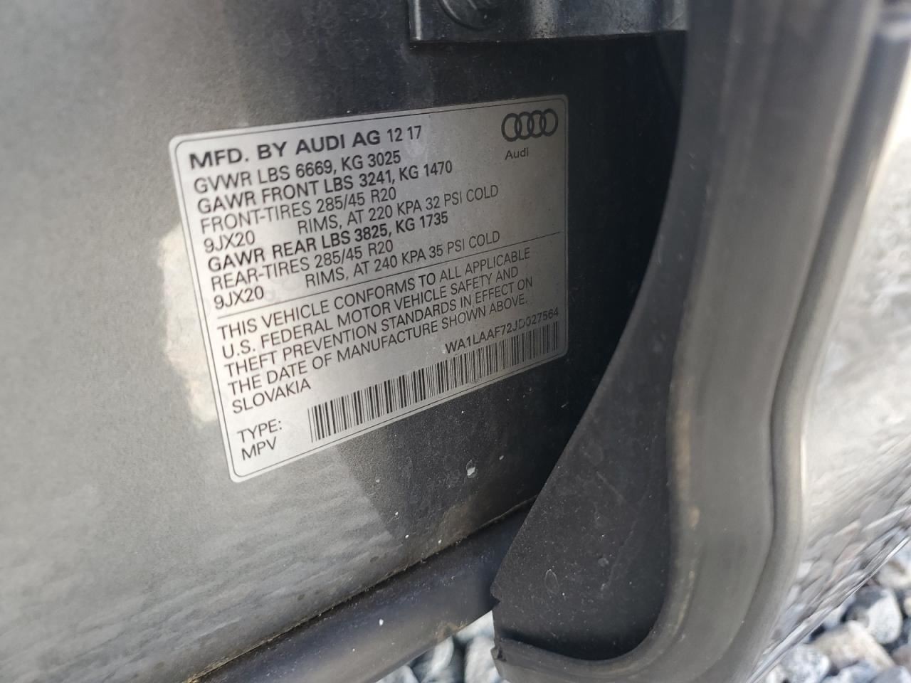 Q7 AUDI 2018 Glove Box 4863653