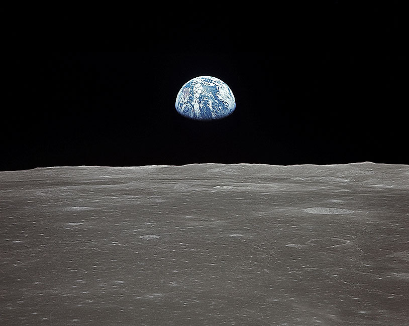 APOLLO 11 EARTH RISING OVER LUNAR SURFACE 8x10 GLOSSY PHOTO PRINT