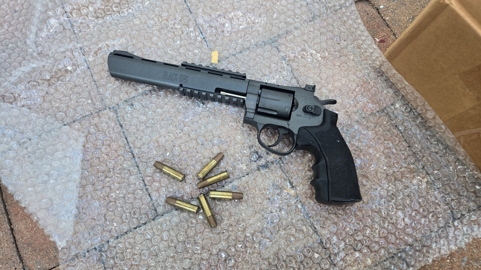 Black Ops Exterminator 8 Inch BB Gun Revolver, Air Gun,  Used  With Cartridges