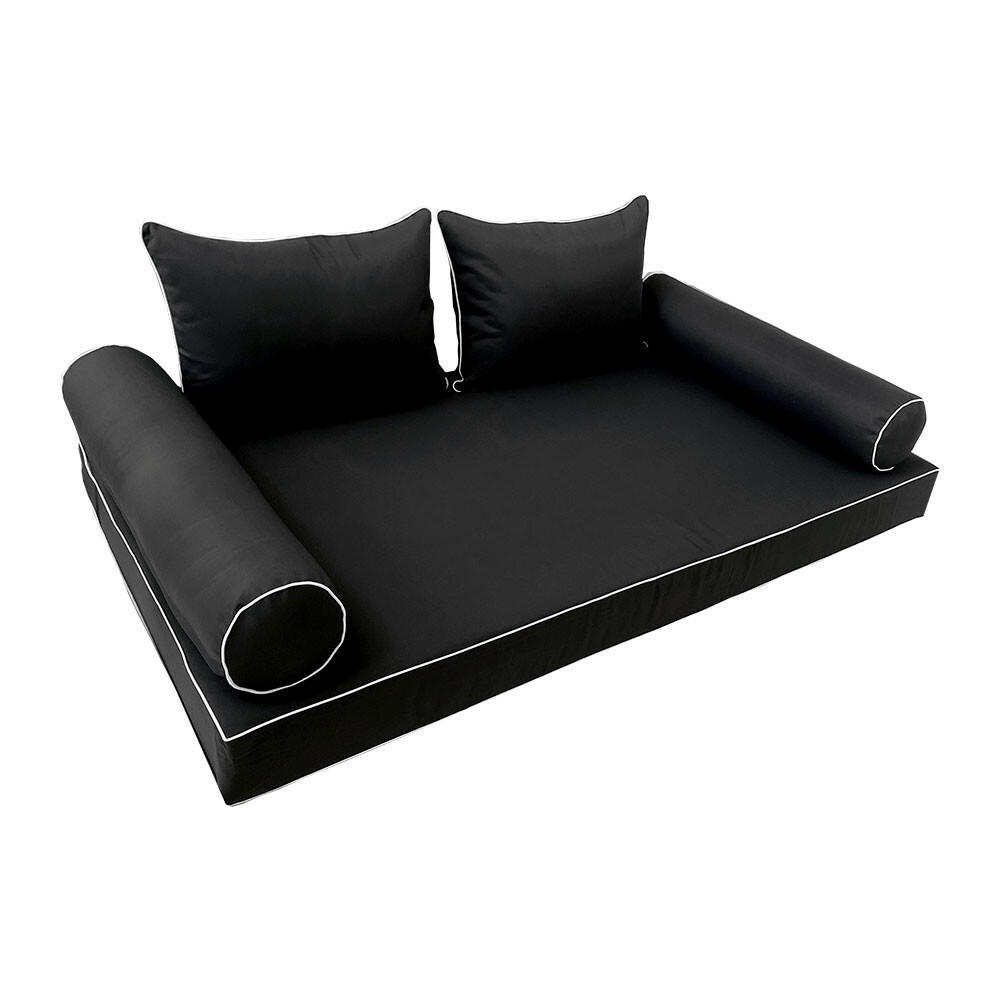 Style4 5PC Contrast Pipe Daybed Mattress Cushion Complete Set Full Size AD109