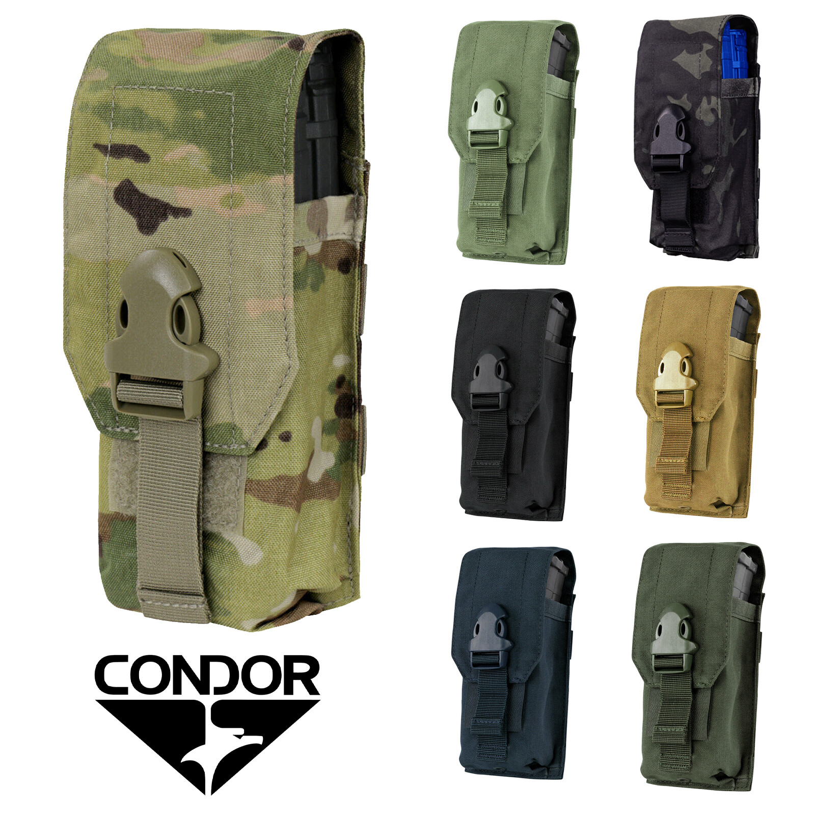 Condor 191128 Tactical Hook and Loop Buckled Universal Rifle Magazine Mag Pouch