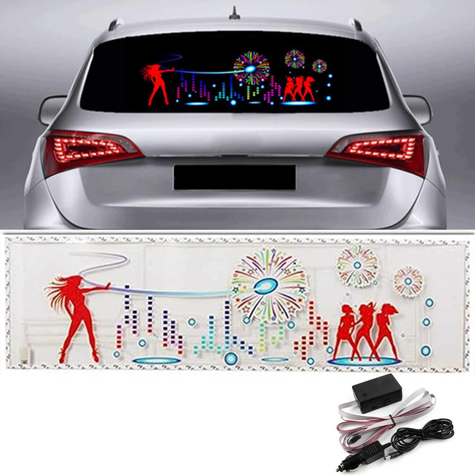 keeda Sound Music Activate Sensor Car Auto Sticker LED 90x25 cm, Firework