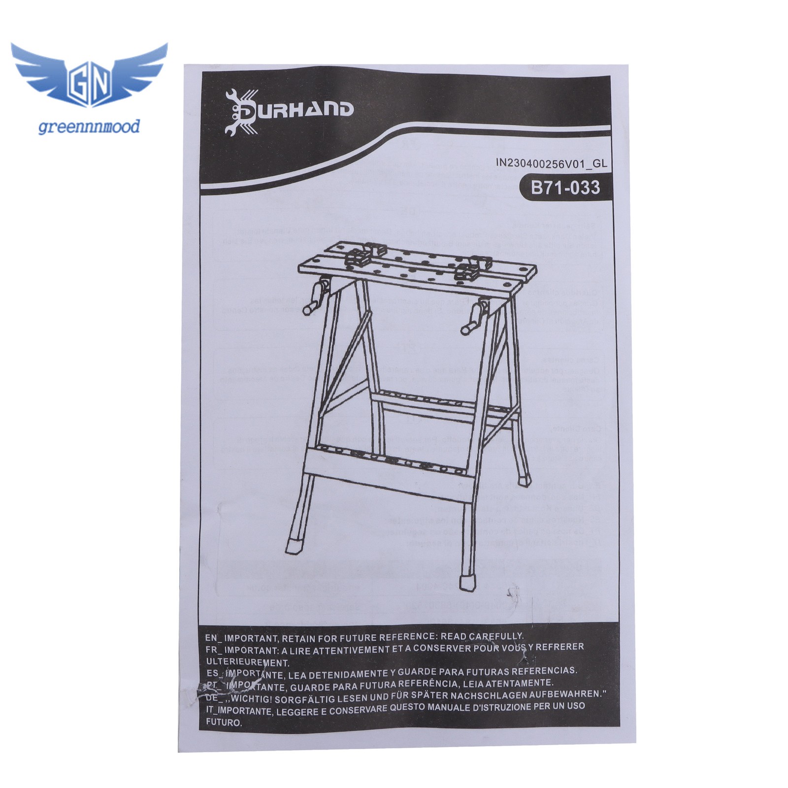 220lbs Capacity Adjustable Folding Workbench with Built-in Ruler & Protractor