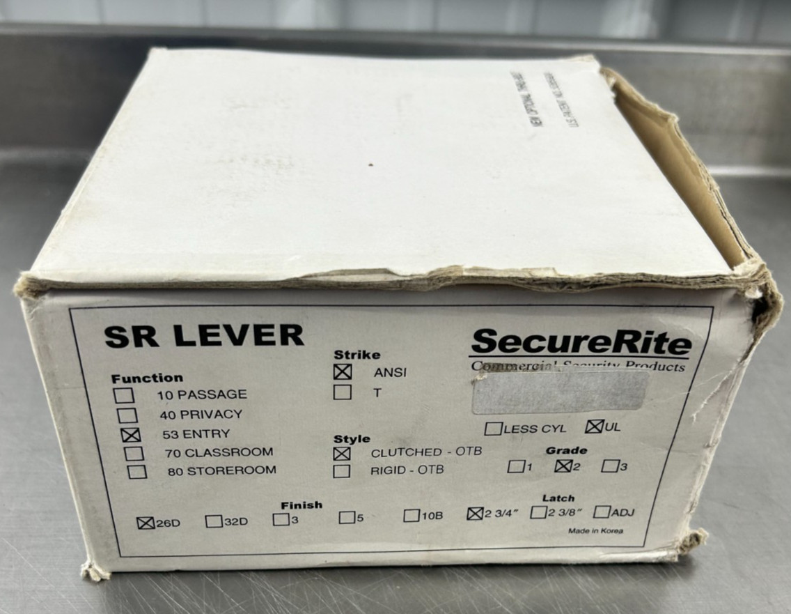 Secure Rite Lever Lockset Satin Chrome 53 Entry Clutched ANSI Grade 2