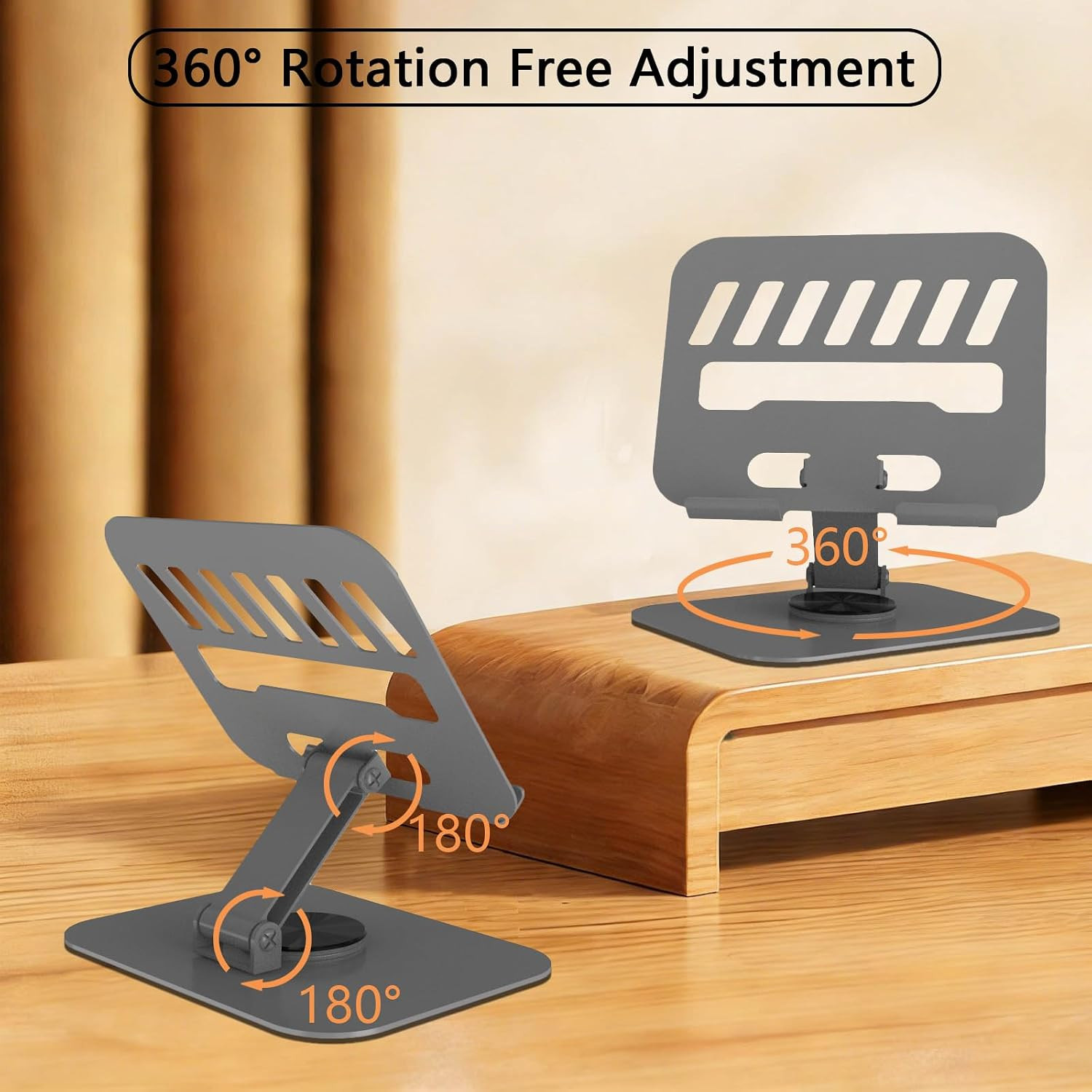 Large Metal Tablet Stand 360° Rotation for 4-16” Tablet, Grey | Suitable