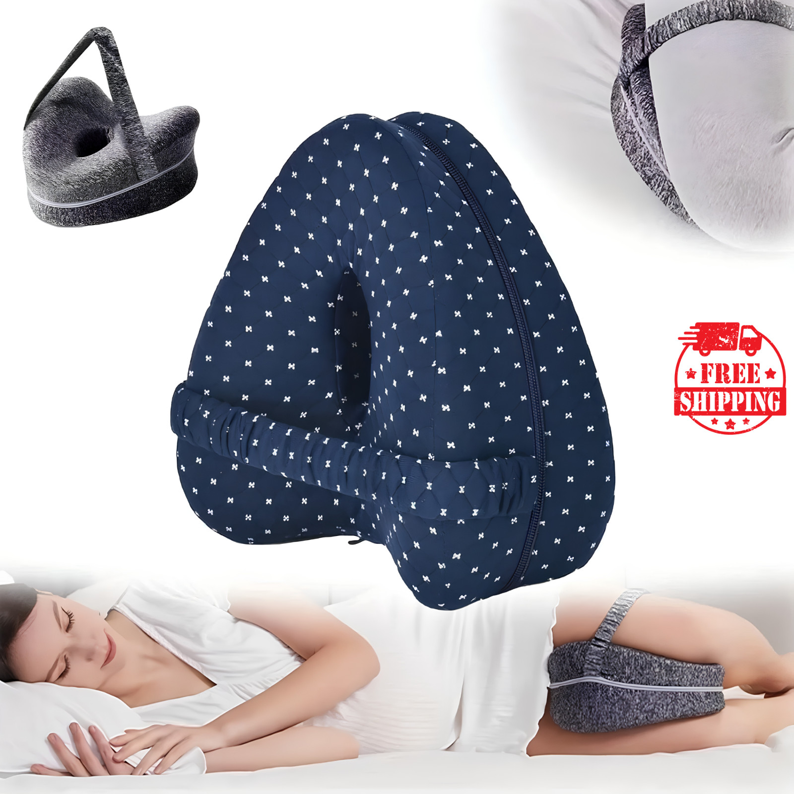 Memory Foam Knee Pillow for Side Sleepers Sciatica Hip Joint Back Pain Relief
