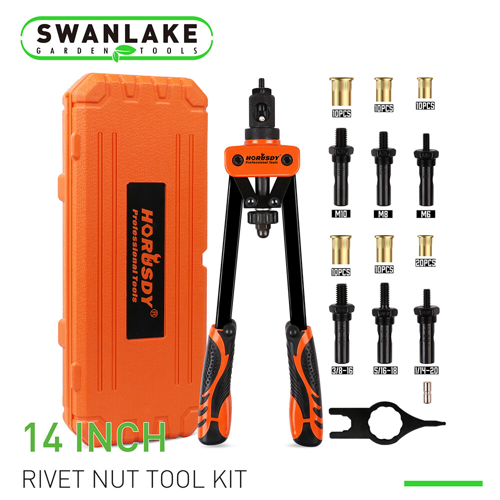 80pc Hand Riviter Nut Gun Tool Metric SAE Heavy Duty 7 Mandrels 70 Rivet Nuts
