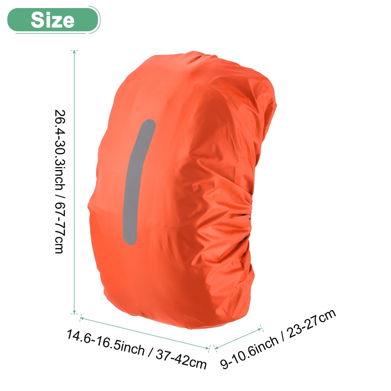 65L-75L Backpack Rain Cover with A Vertical Reflective Strap [Orange]