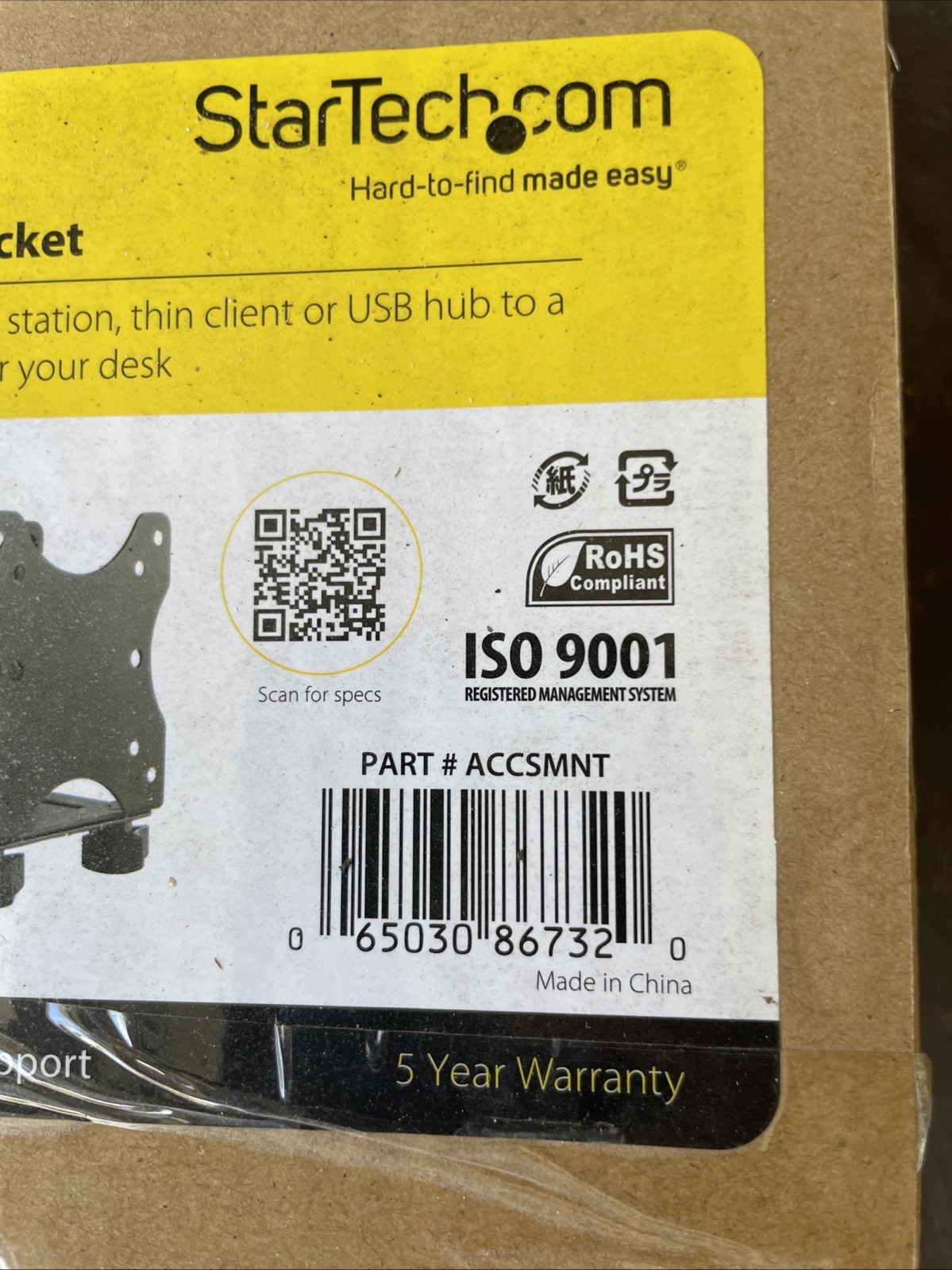 StarTech Thin Client Mount VESA Wall Mounting Bracket ACCSMNT Black NEW SEALED