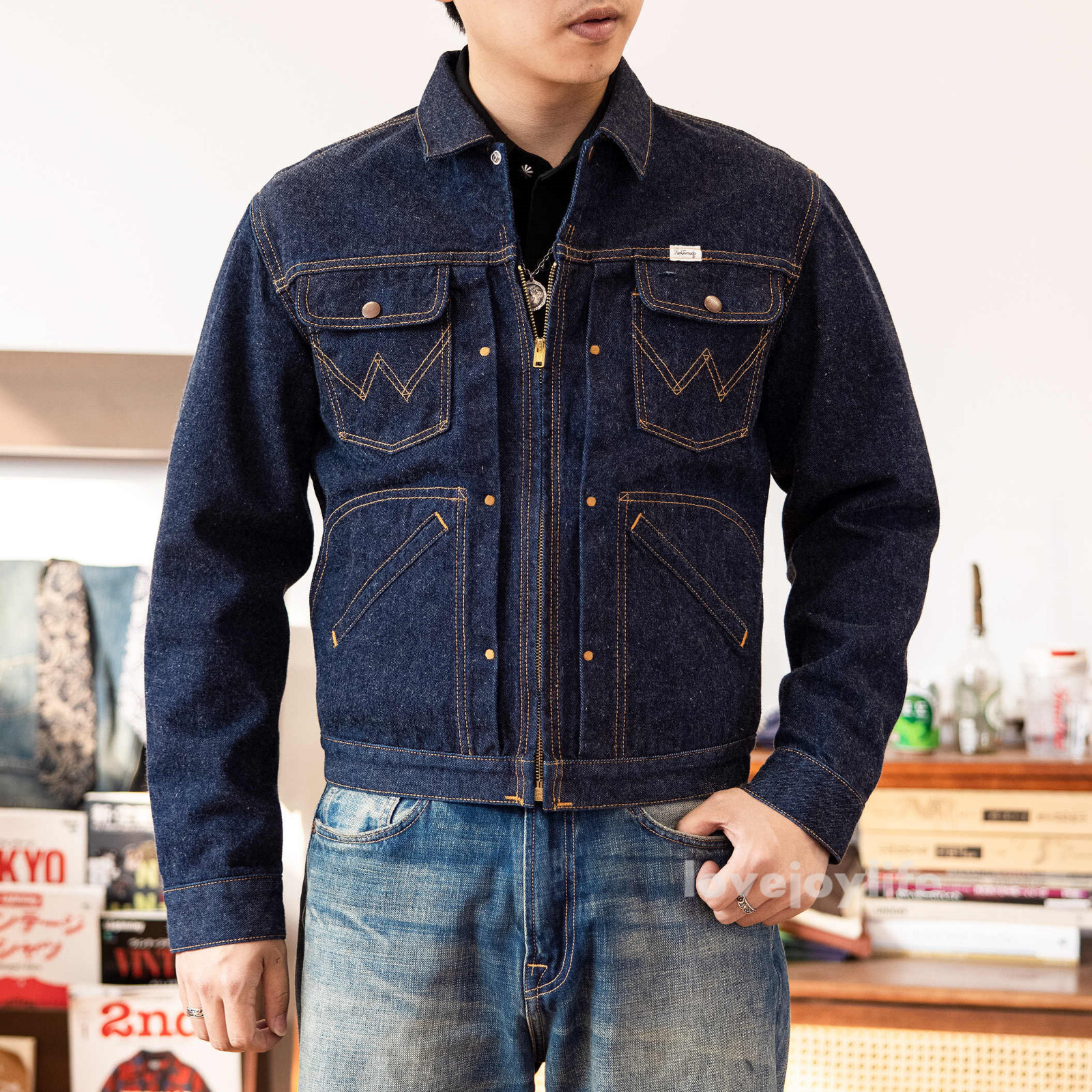 Red Tornado Fall Winter 60s 24MJ Raw Denim Jacket Short Zipped Slim Coat Cowboy