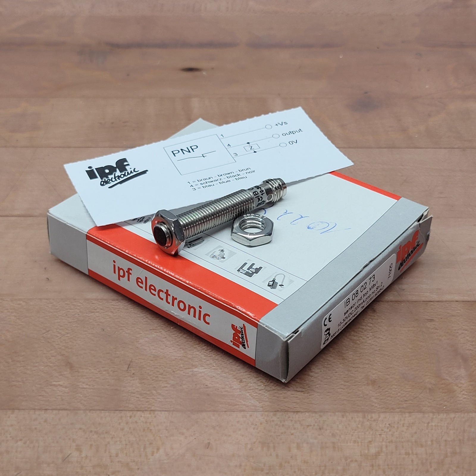 IPF Electronic IB080273 Sensor, 10-30VDC, 3 Pin M8 Connector - NEW