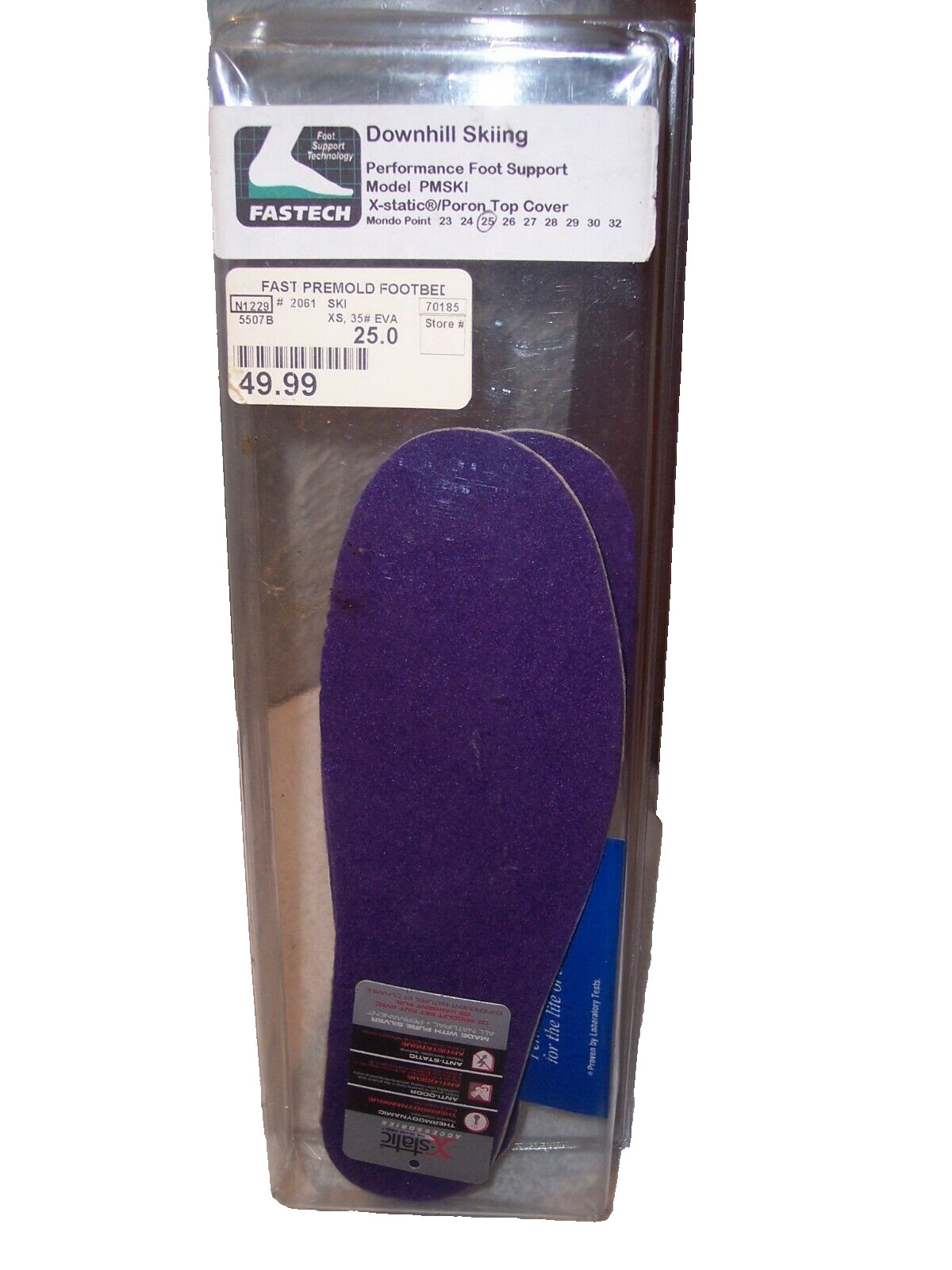 NEW Vintage 1993 Fastech XL Downhill Skiing Insoles 9.25" Long 3.75" Wide