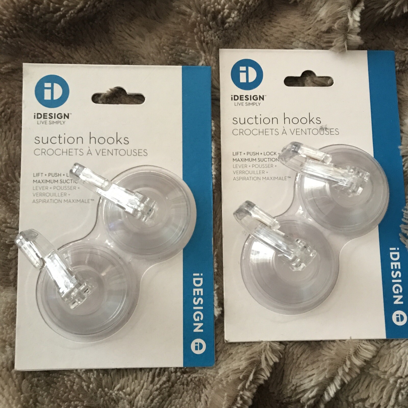 2 Pack InterDesign  Hooks  2.25 in. H x 2 in. L x 2 in. W Clear  Gloss  Plastic