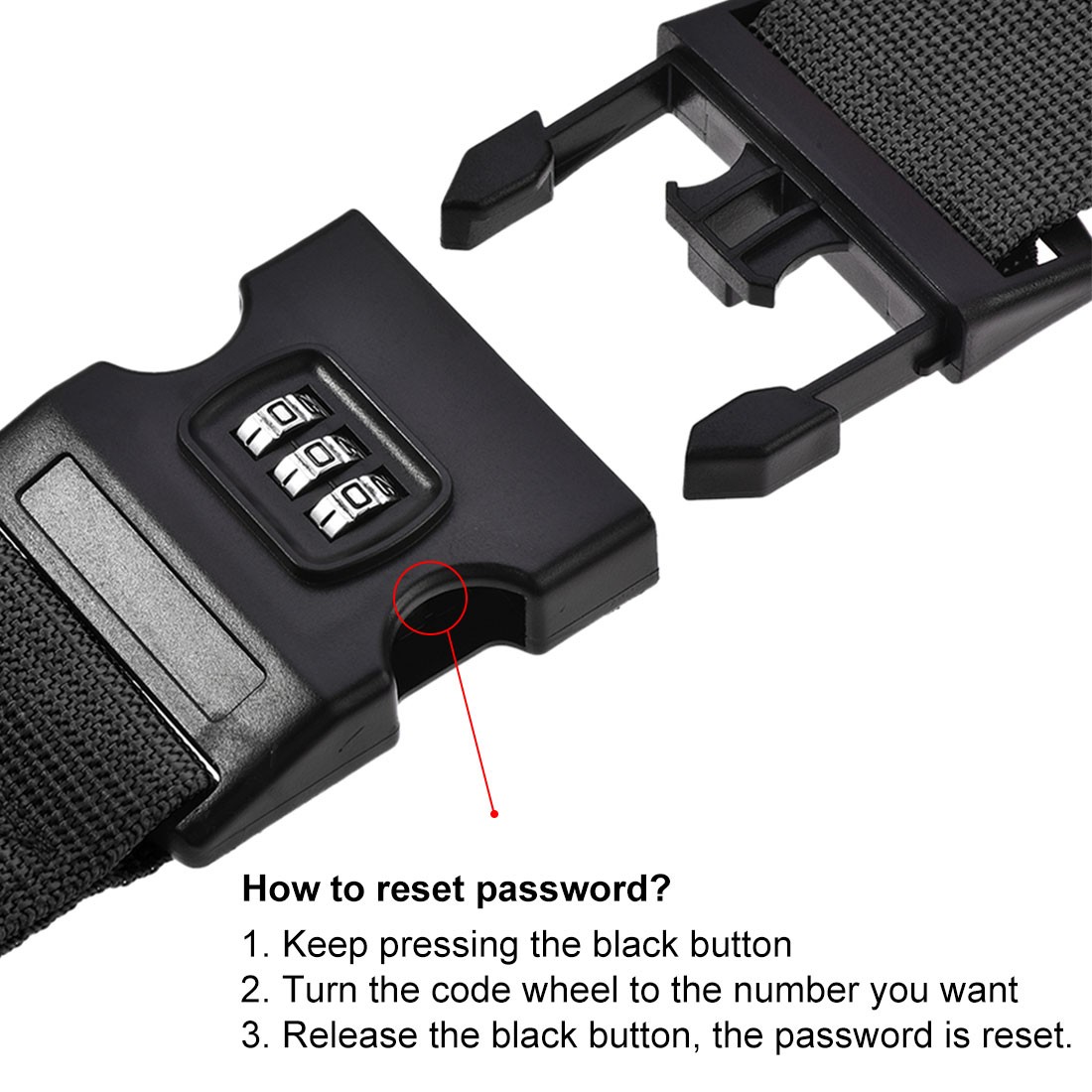 Luggage Straps Suitcase Belts Combination Lock 2Mx5cm Adjustable Black,2Pcs