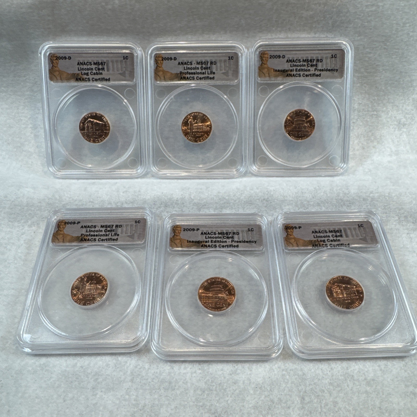 2009 Lincoln Cent INAUGURAL EDITION MS67RD RED ANACS Certified 6 coins! Graded!
