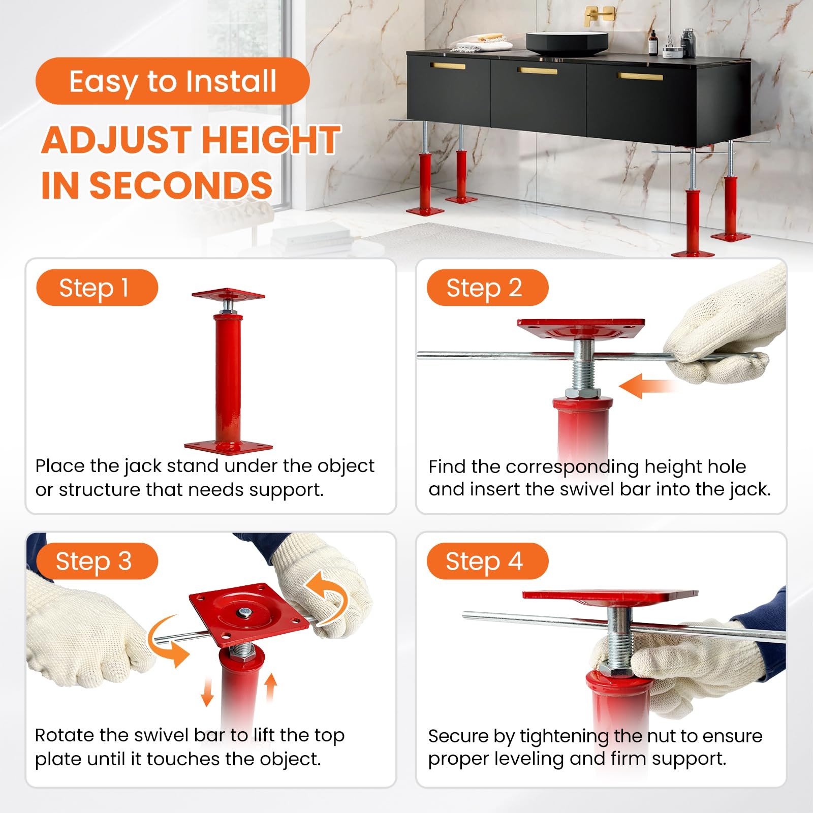 2 Pack Adjustable Jack Post, 11"-16" Stabilizing Jacks for RV & Trailer, Temp...