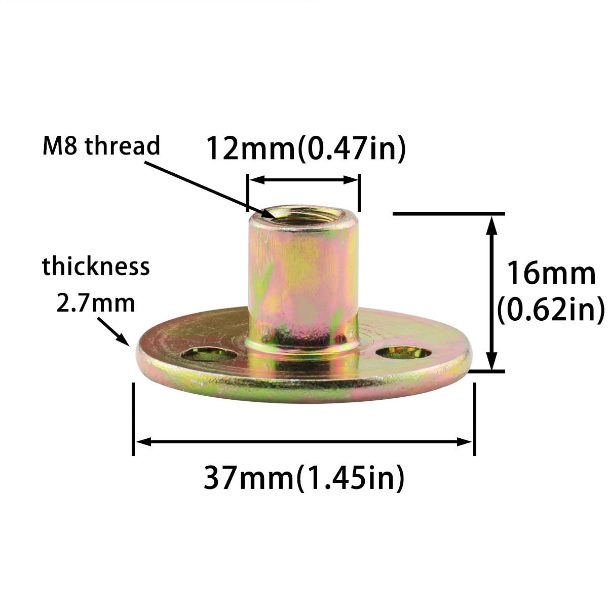 4pcs Furniture Mounting Plate Three-Hole Cylindrical Iron Plate Nut for Furni...