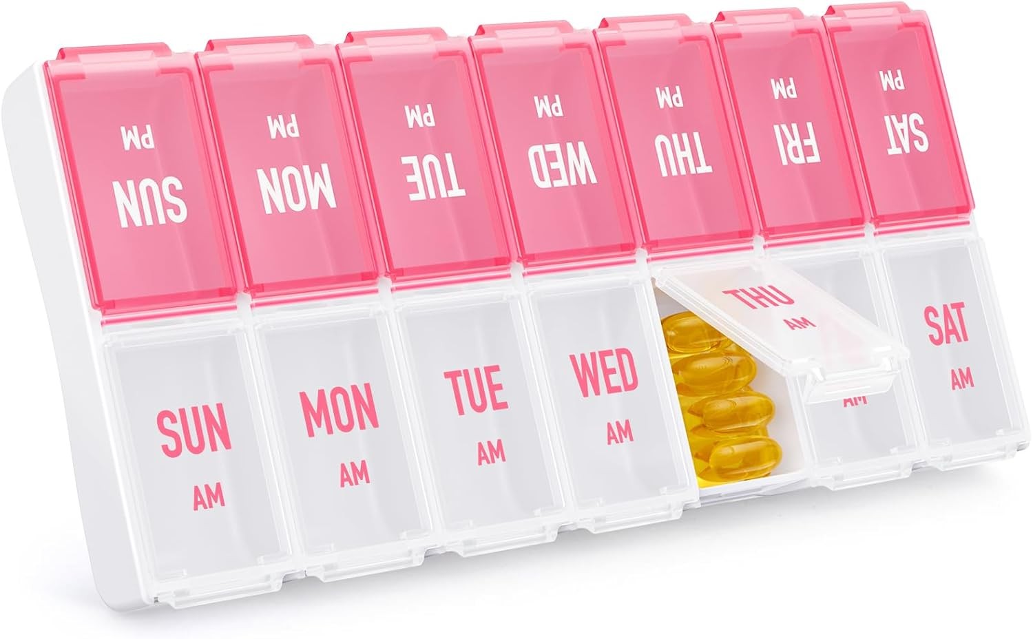 Weekly Pill Organizer 2 Times a Day, Stylish Pill Box 7 Day AM PM with Large
