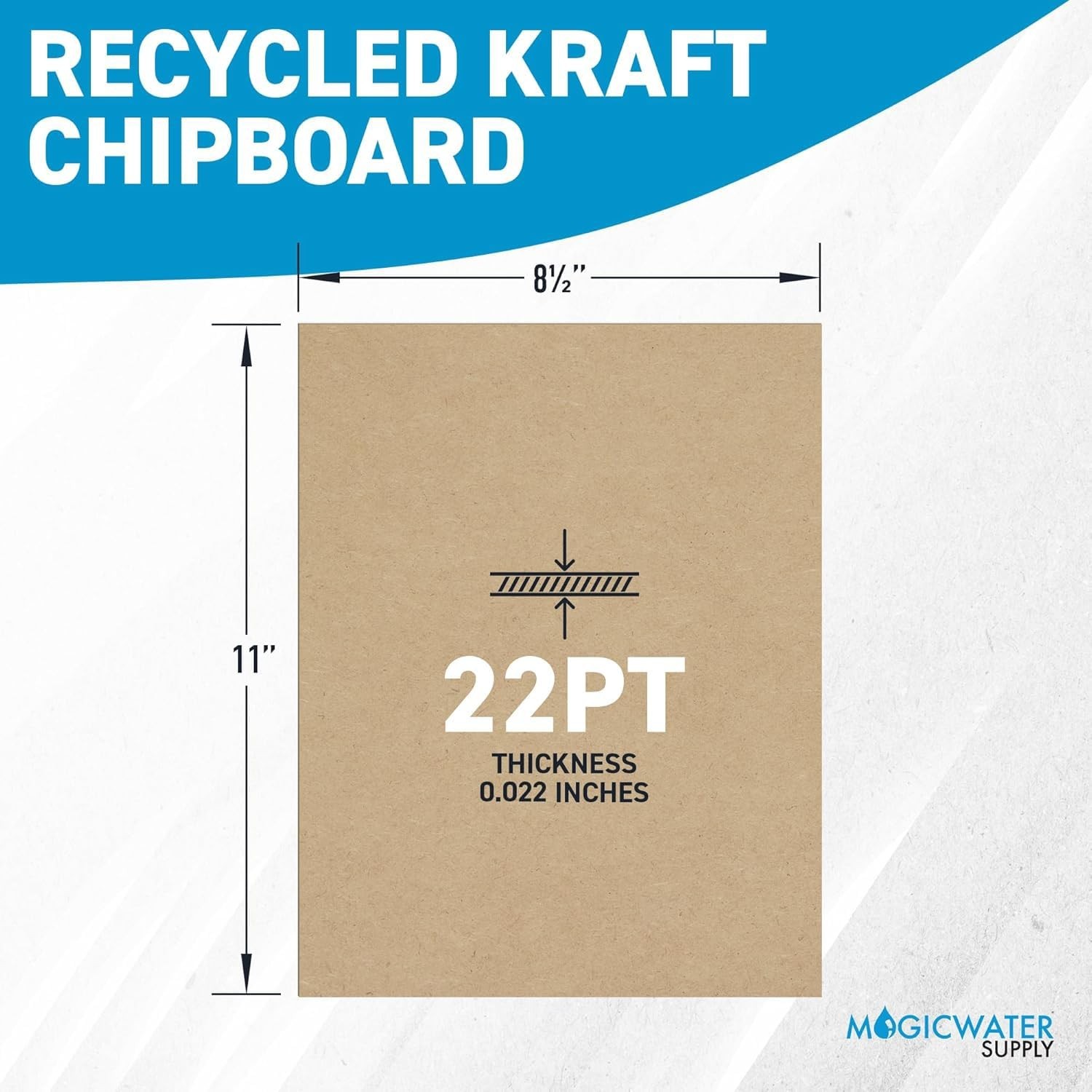 MagicWater Chipboard Sheet for DIY Projects - 8.5x11 Inch - 25 Pack - 22 pt -...