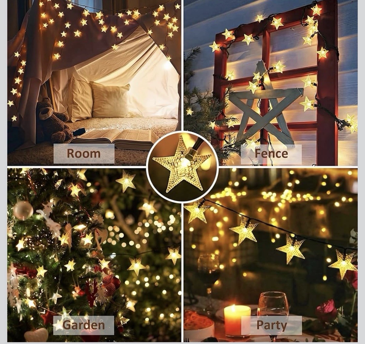 Twinkle Solar Star String Lights Outdoor Waterproof