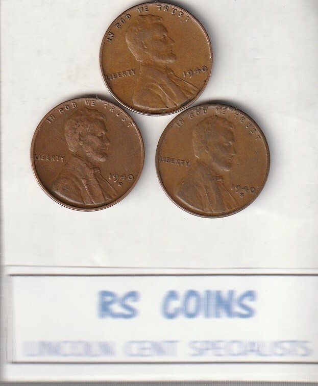 1952  +  1952D  +  1952S  Lincoln Cent Set / all  VERY FINES -RS COINS=FREE SHIP