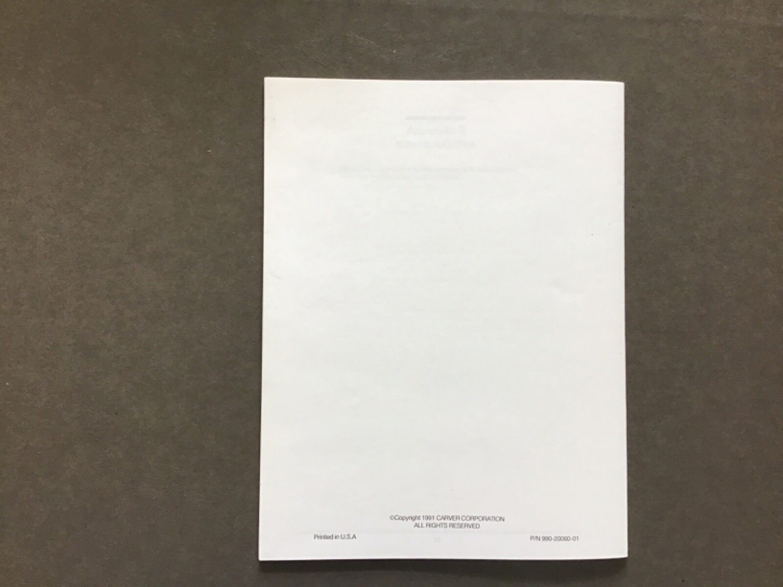 Carver ECS ECS-U SBRD Speaker Control Service Manual Original mint condition