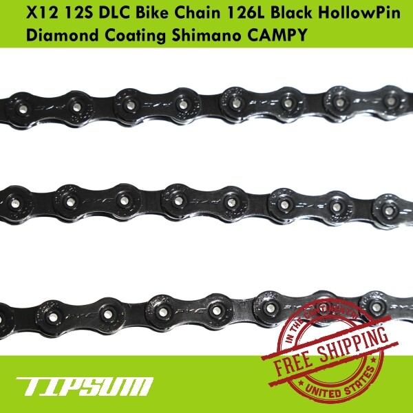 TIPSUM X12 12S DLC Bike Chain 126L HollowPin Diamond Coating Fit Shimano CAMPY